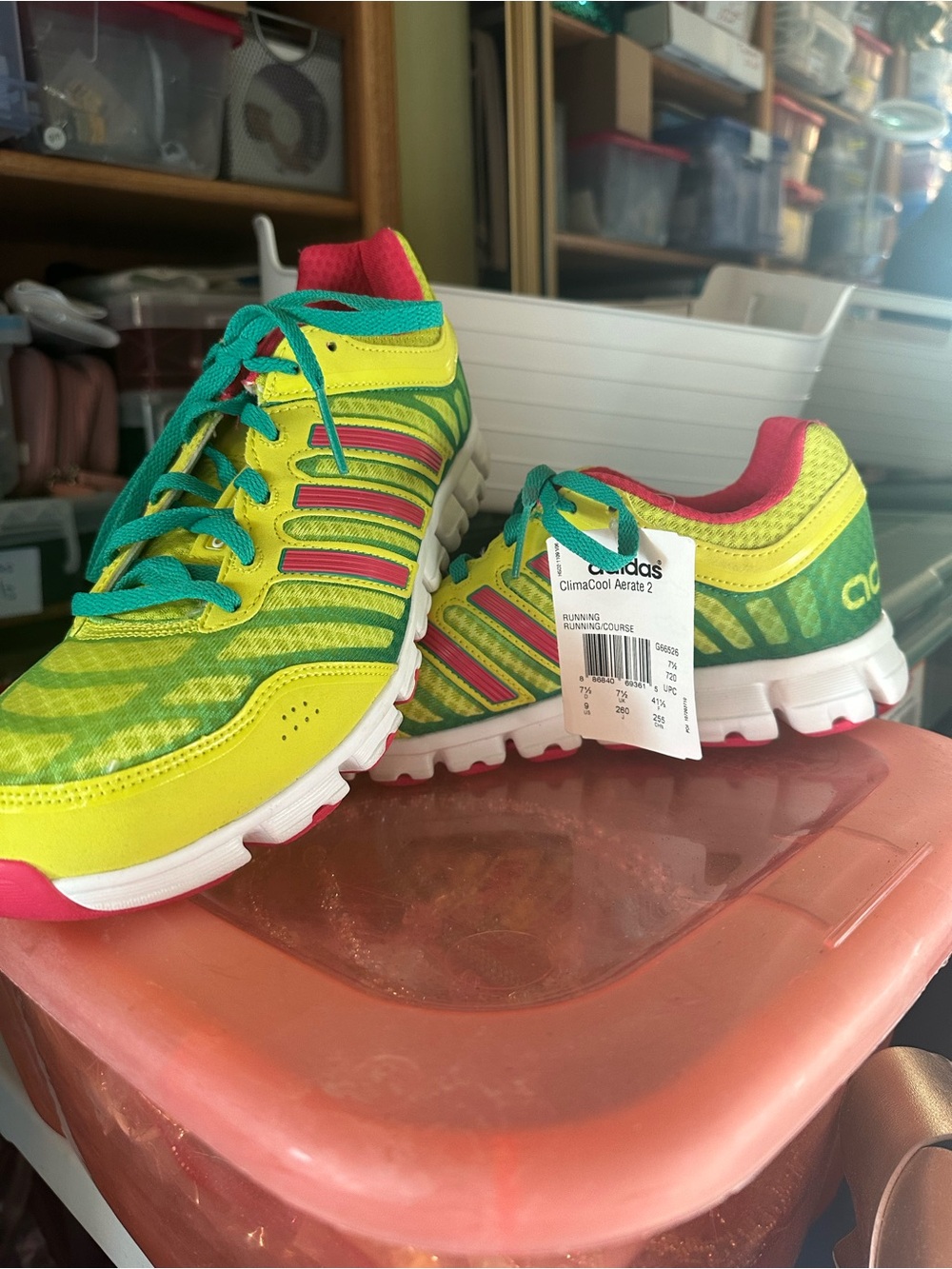 Adidas Clima Cool Aerate 2 Yellow Green Pink athletic Shoes - Picture 3 of 8